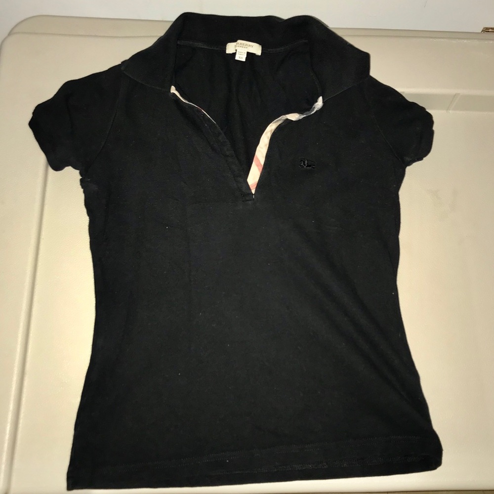 Burberry London Split Neck Polo Shirt BLACK XS